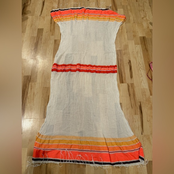 Oversized Bright Neon Crepe Fringe Stripe Scarf - Picture 6 of 6